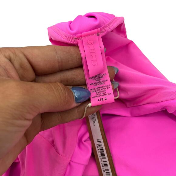 SKIMS Recycled Swim Mid Waist Bikini Bottom Taffy High Cut Stretch Large NEW - Picture 7 of 8